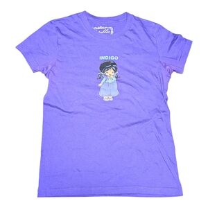 Vintage Rainbow Brite Indigo Republic USA Made Tee Y2K Juniors L Purple Kidcore
